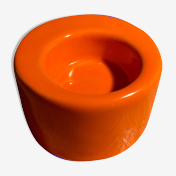 Bougeoir pot coupe en céramique orange
