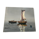 Table on canvas in marine oil