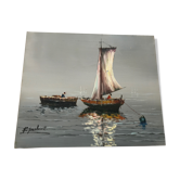 Table on canvas in marine oil