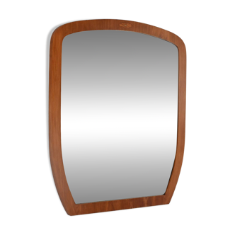 Miroir scandinave vintage en teck incrusté