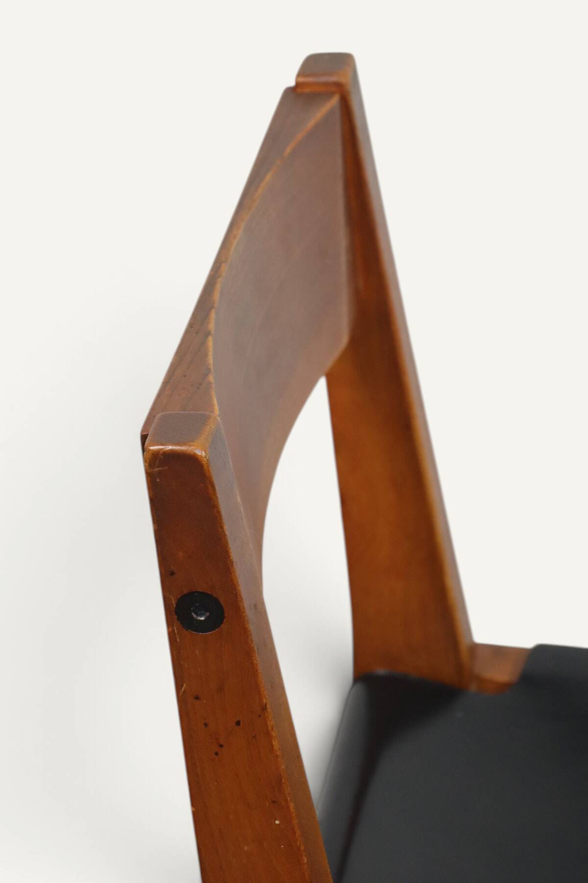 Chair S24 by Pierre Chapo – Solid elm and black leather – 1970