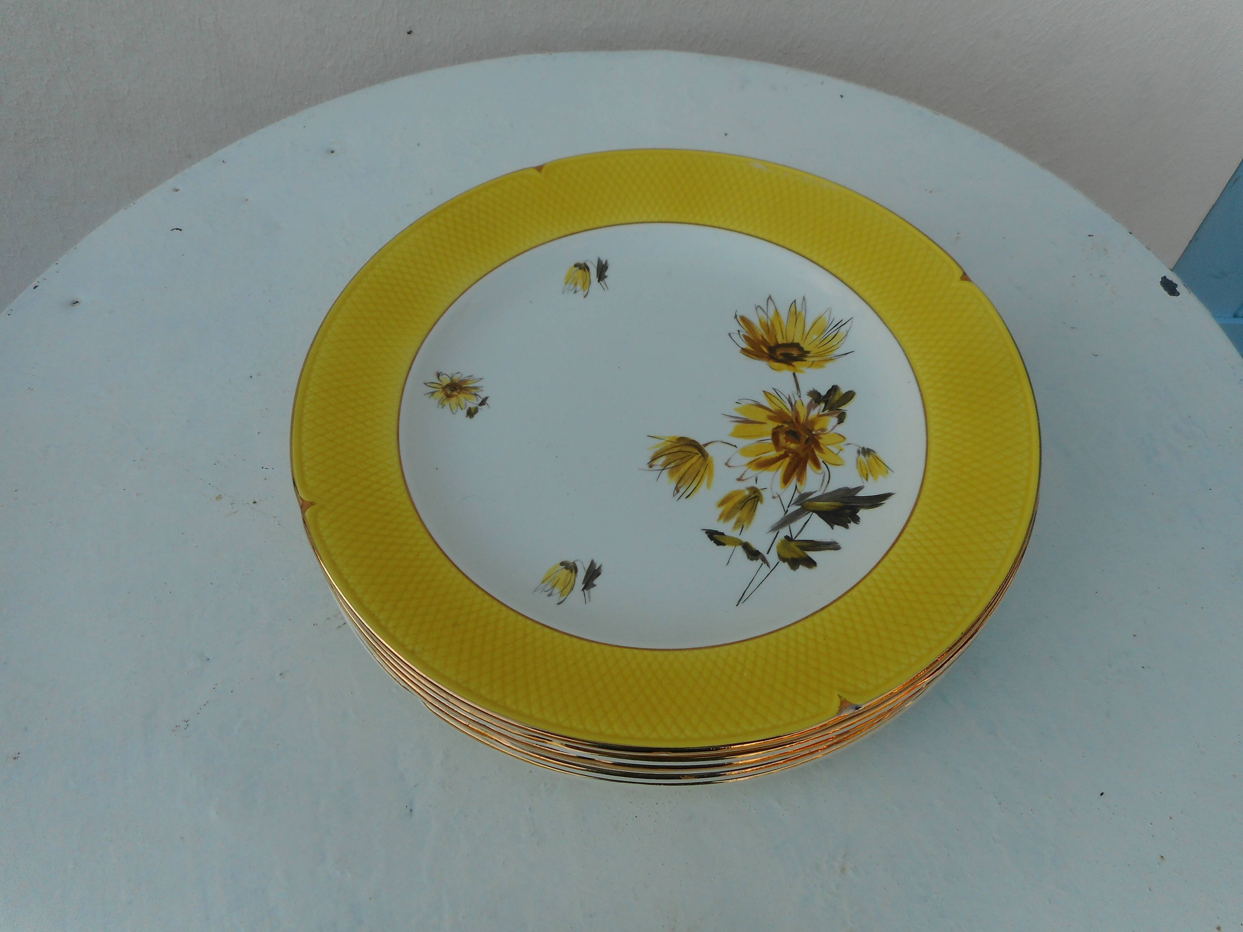 Set of six flat earthenware plates