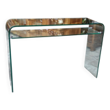 Designer console table in thermoformed tempered glass