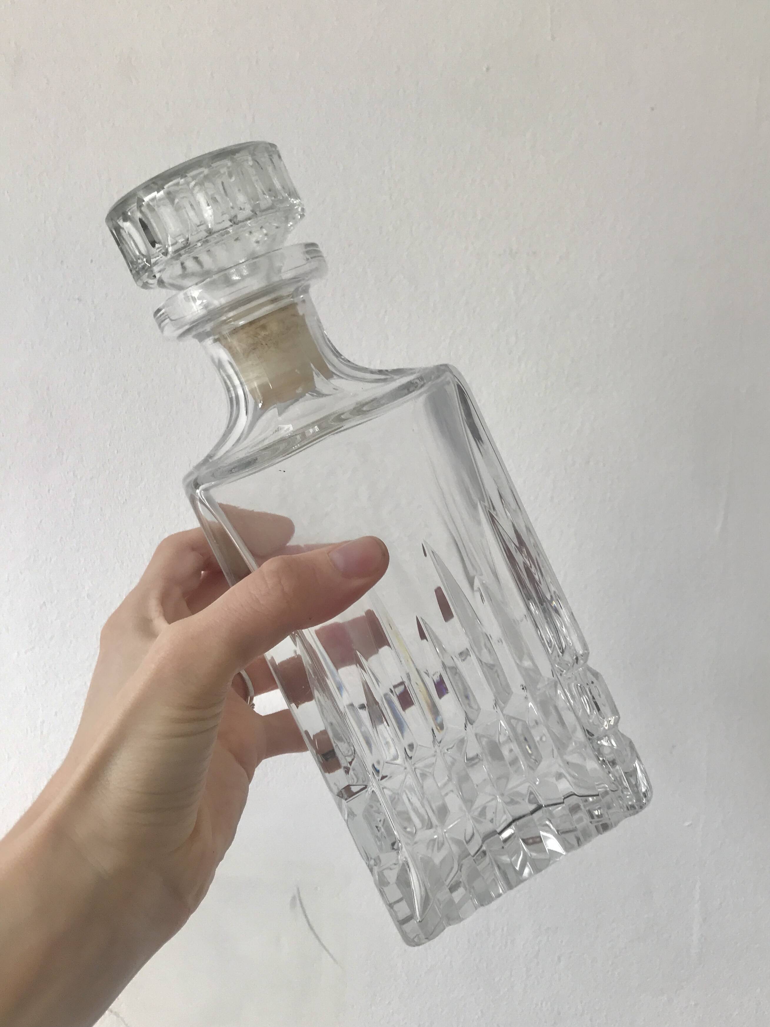 Crystal glass whiskey decanter