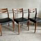 Scandinavian teak and faux leather chairs - set of 6