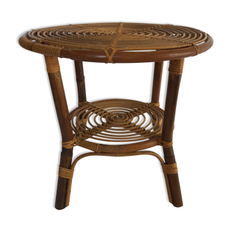 Round coffee table in rattan, Italy 60s