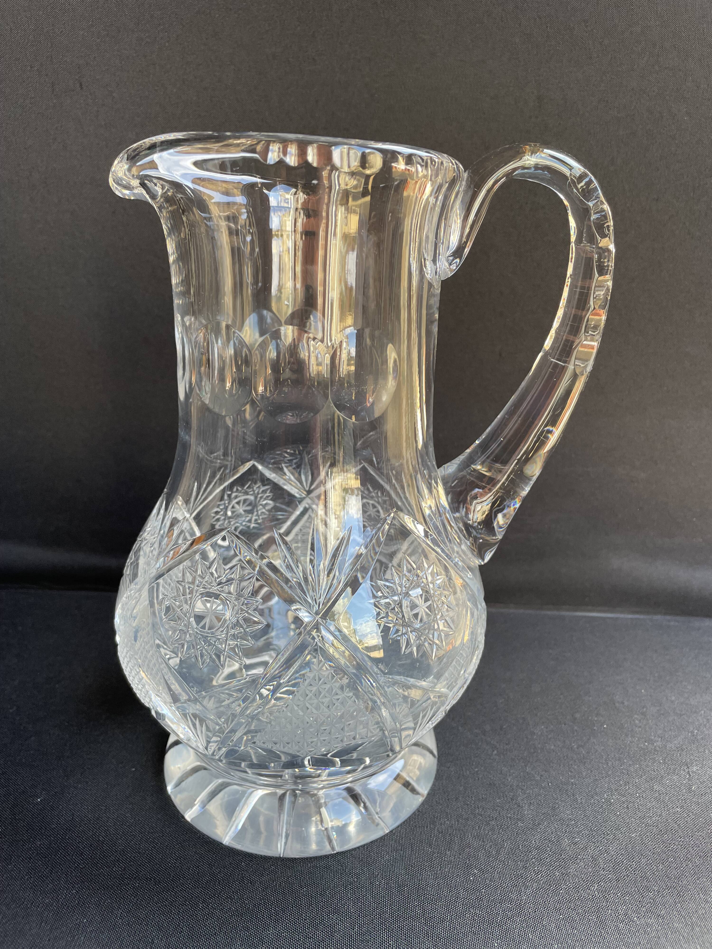 Bohemian - Water broc or orangeade (1) - Crystal blown and cut