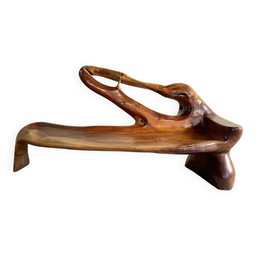 Sculptural bench in solid wood