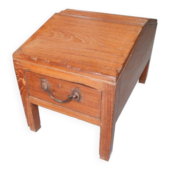 Coffre Table de Chevet 2 Tiroirs Vintage Bois Vieux Teck