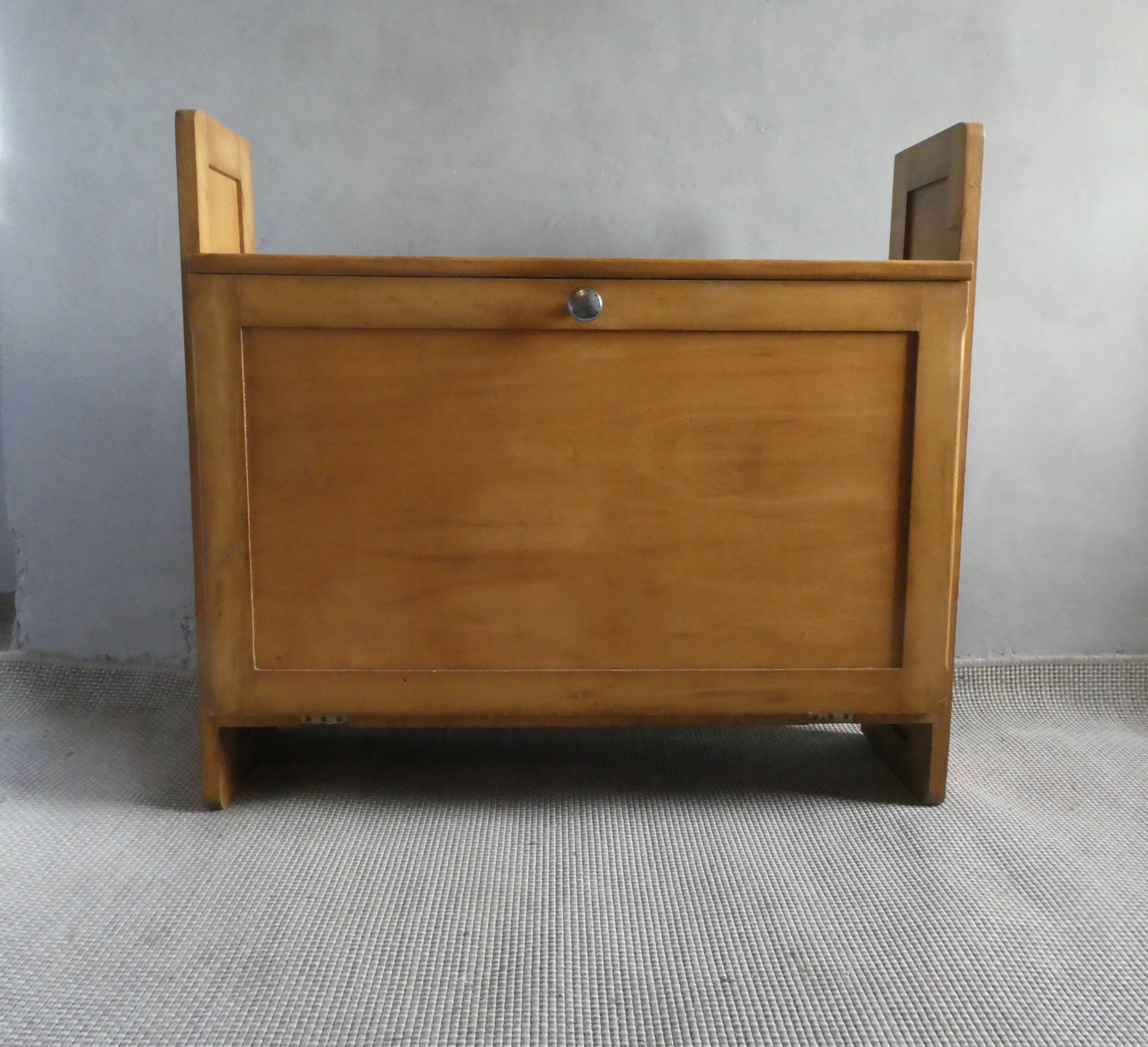 Light wood wall-mounted secretary from the 60s