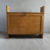 Light wood wall-mounted secretary from the 60s