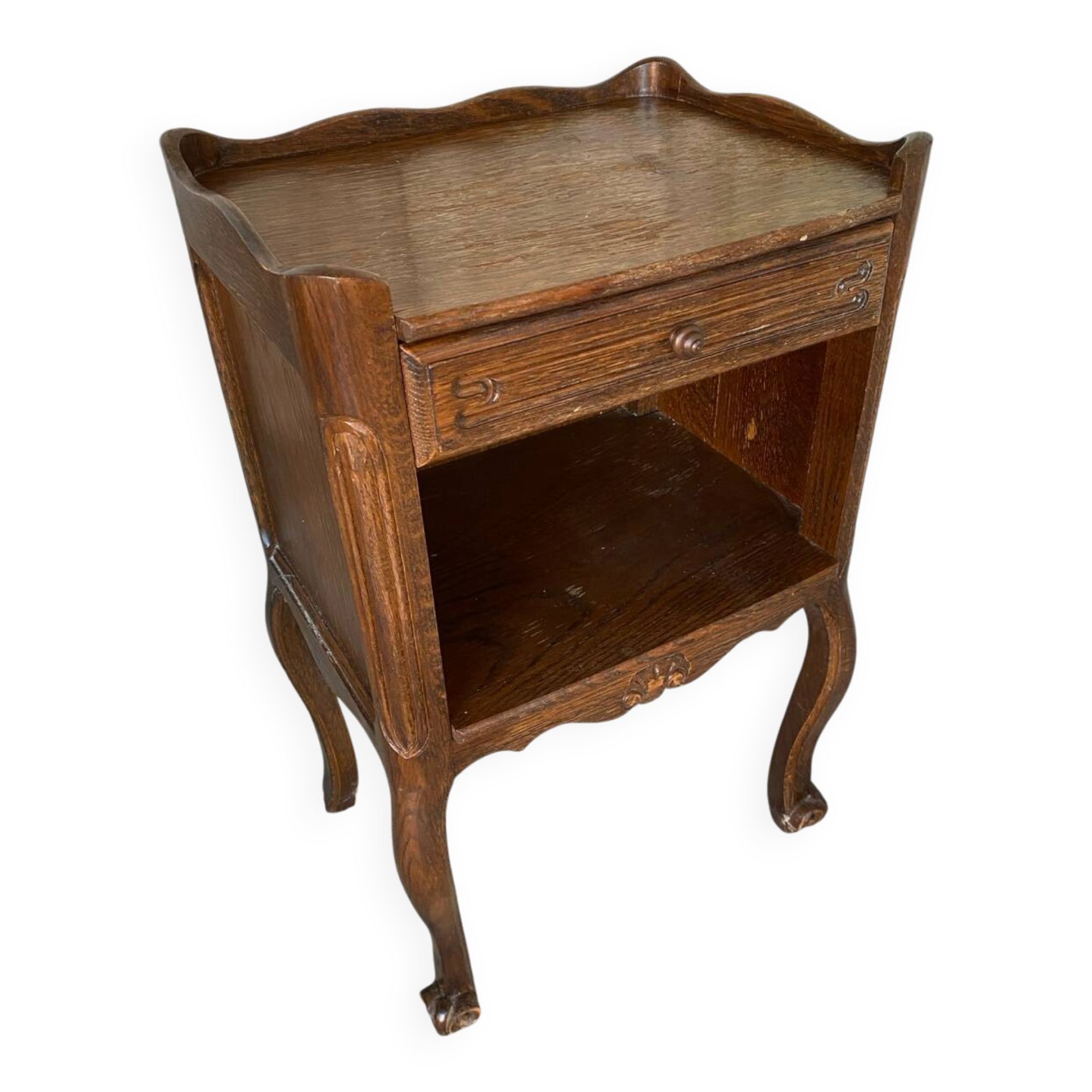 Chevet, table de nuit 1 tiroir, 1 étagère en bois de style Louis XV par Riskoff