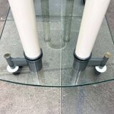 Postmodern Italian bar cart in glass and metal by Metalnova, 1980s.