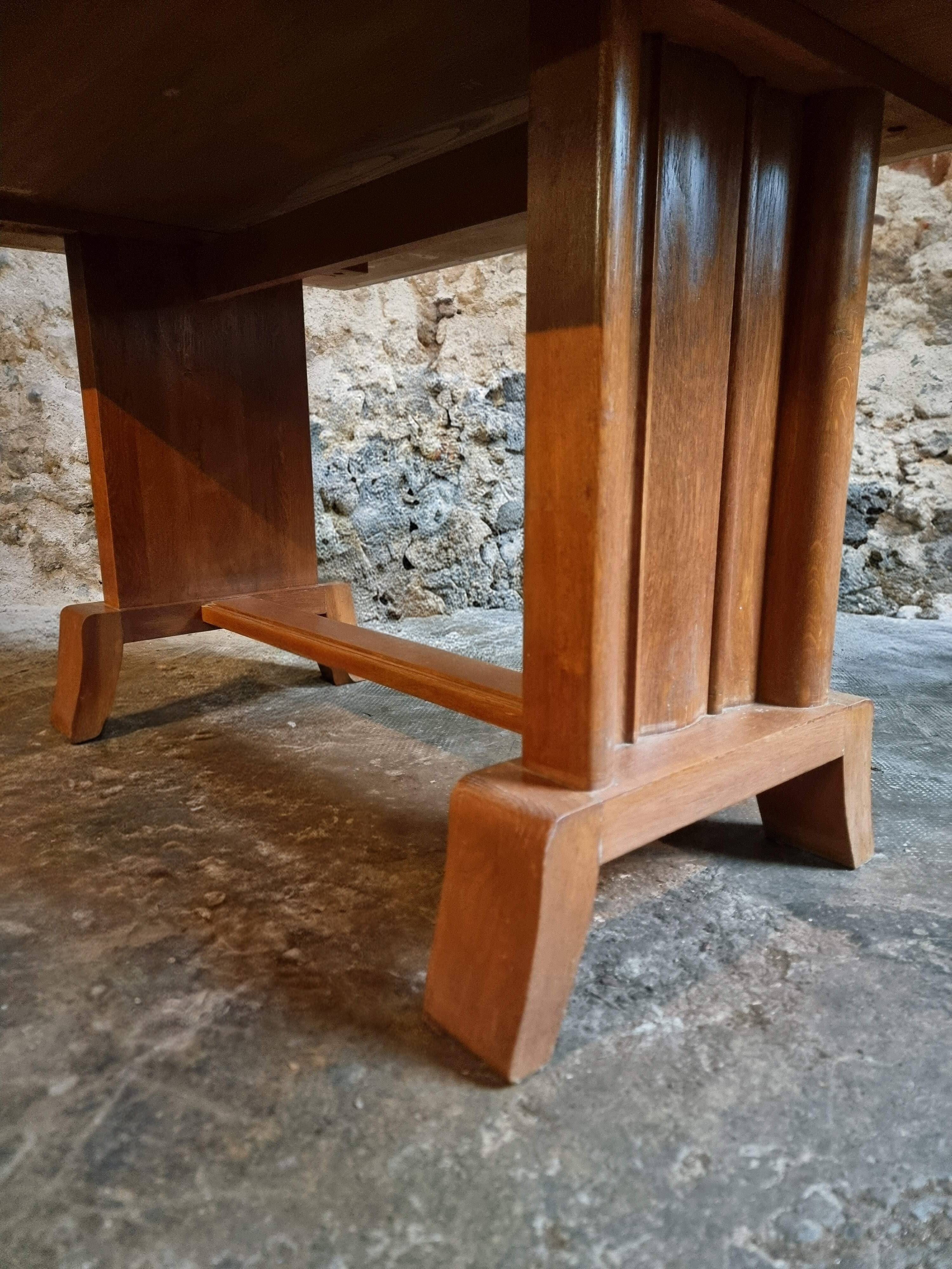 French Art Deco dining table in oak, 1930–1950