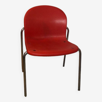 Chaise en plastique rouge schellen space age pour wilkhahn circa 1970