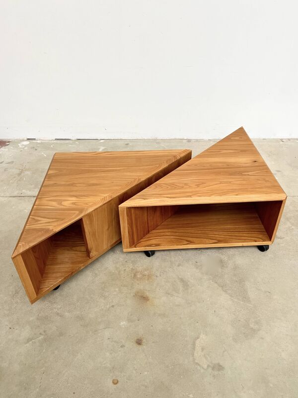 Table basse en orme massif modulable