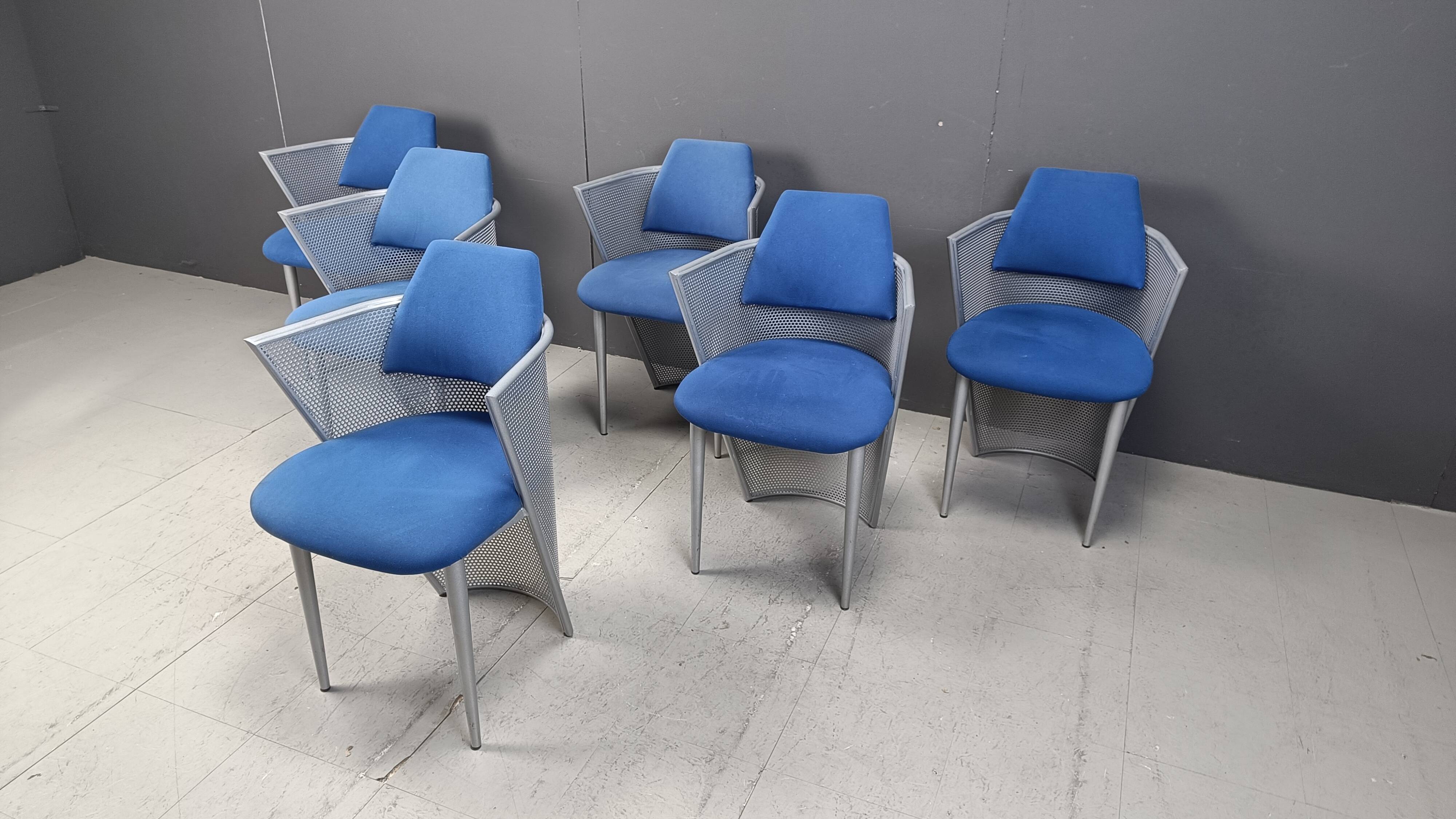 Set of 6 postmodern dining chairs, 1980s