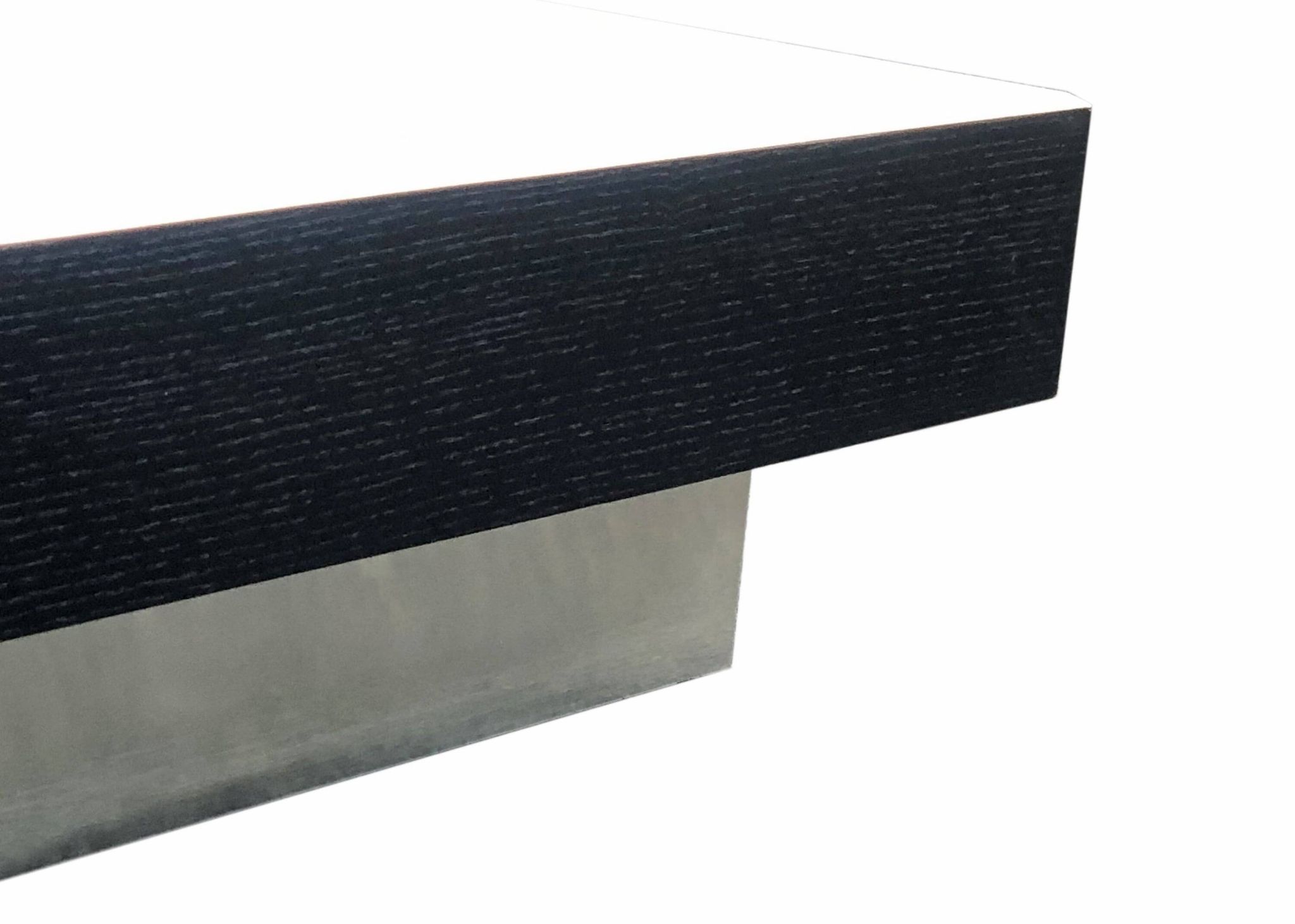 Italian design coffee table in metal and wood with integrated bar, 1970s