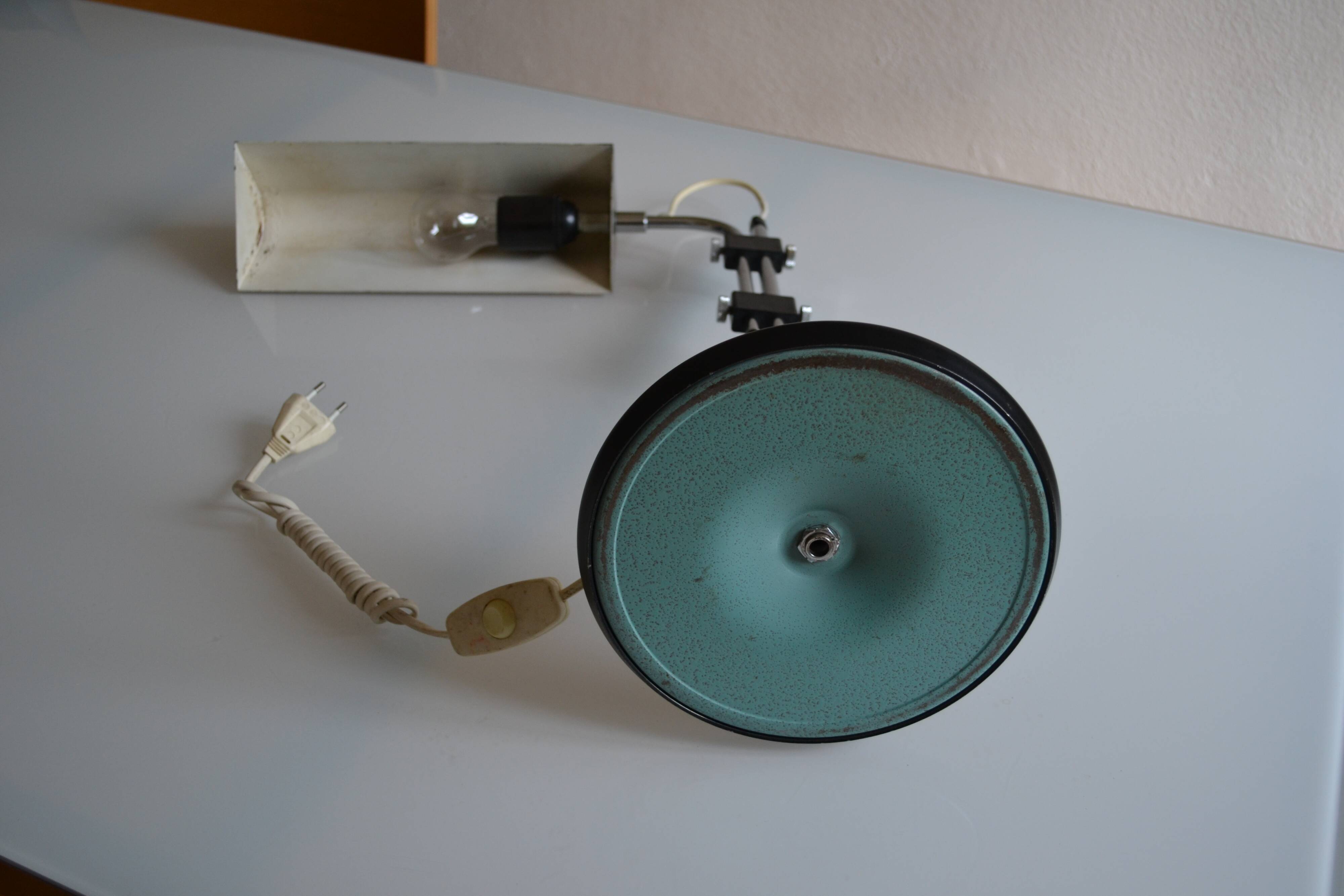 Vintage black modernist table lamp 50 1950 Bauhaus