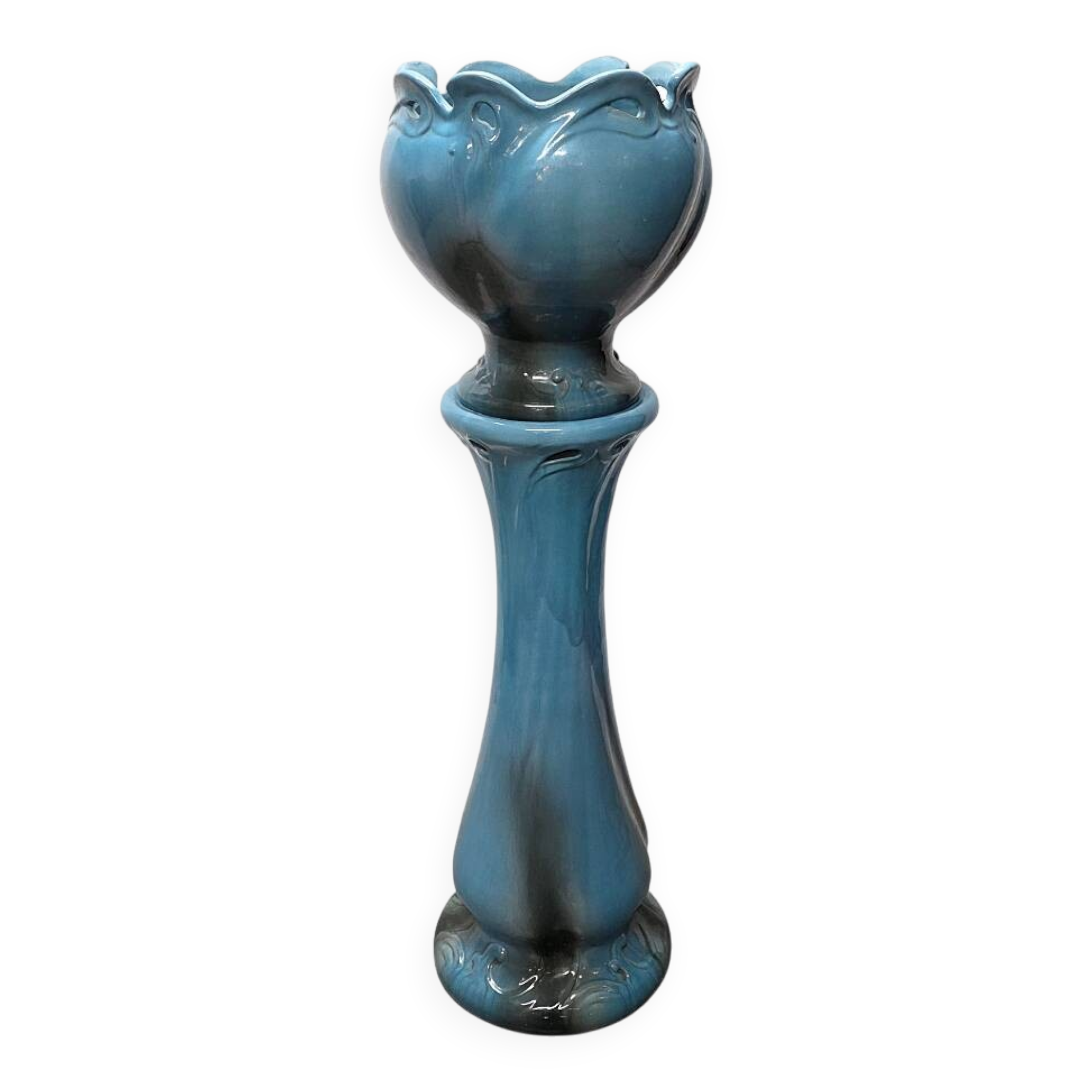 Art Nouveau Ceramic Flower Pot On A Column, early 1900s