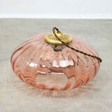 Mid Century Brass and Glass Crooked Pendant Lamp
