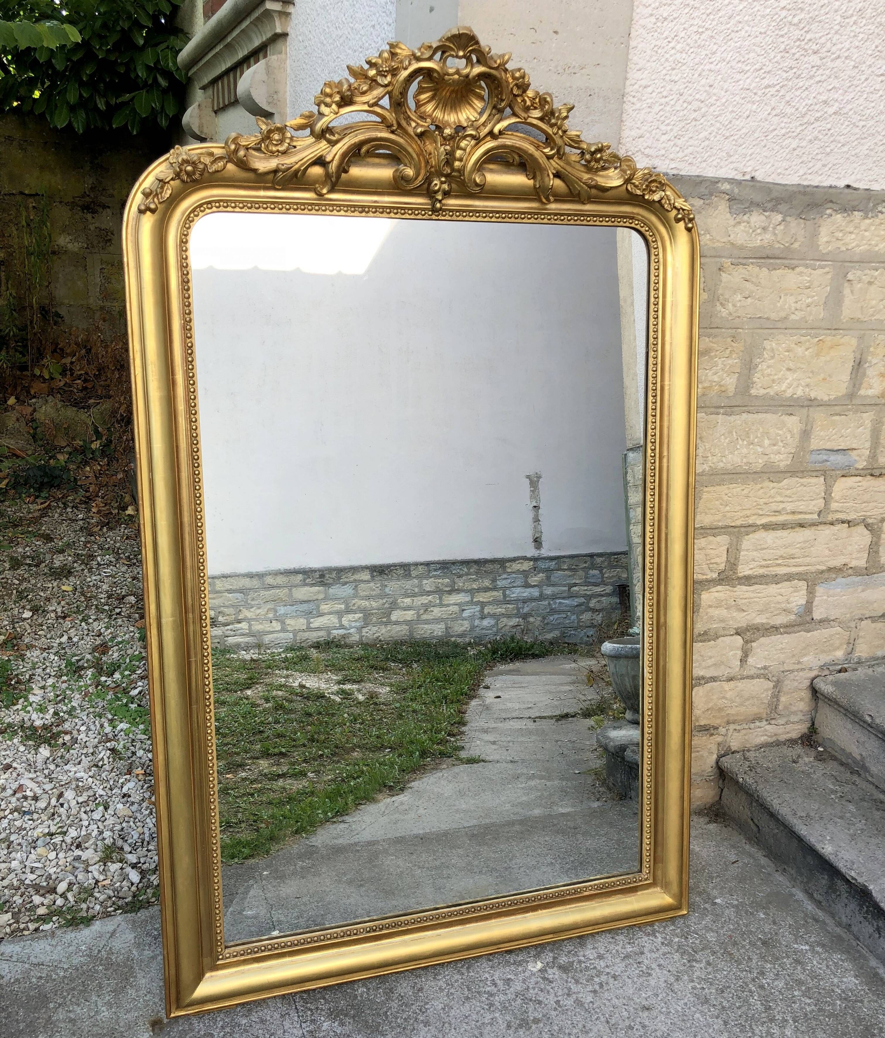 Mirror high 171 cm / 107 cm large mirror louis Philippe Golden has the sheet d gold