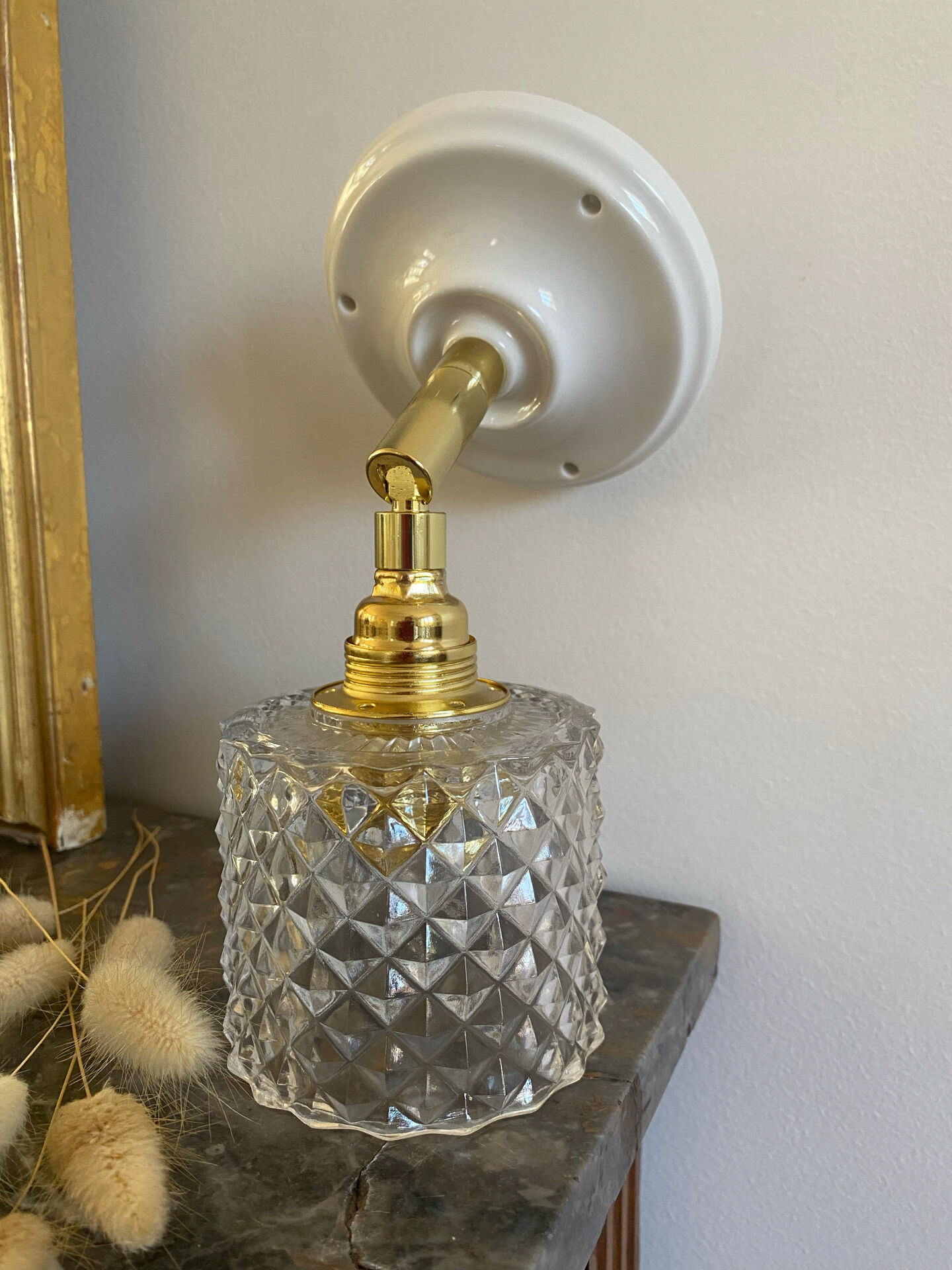 Pair of vintage glass globe wall sconces