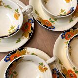 Set of 6 cups and under cups in earthenware
