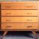 Commode pieds compas chêne blond 1950