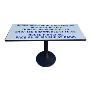 Table- console avec ancienne plaque