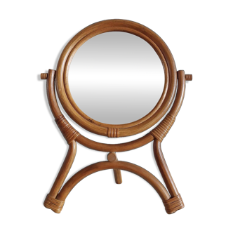 Vintage bamboo table mirror