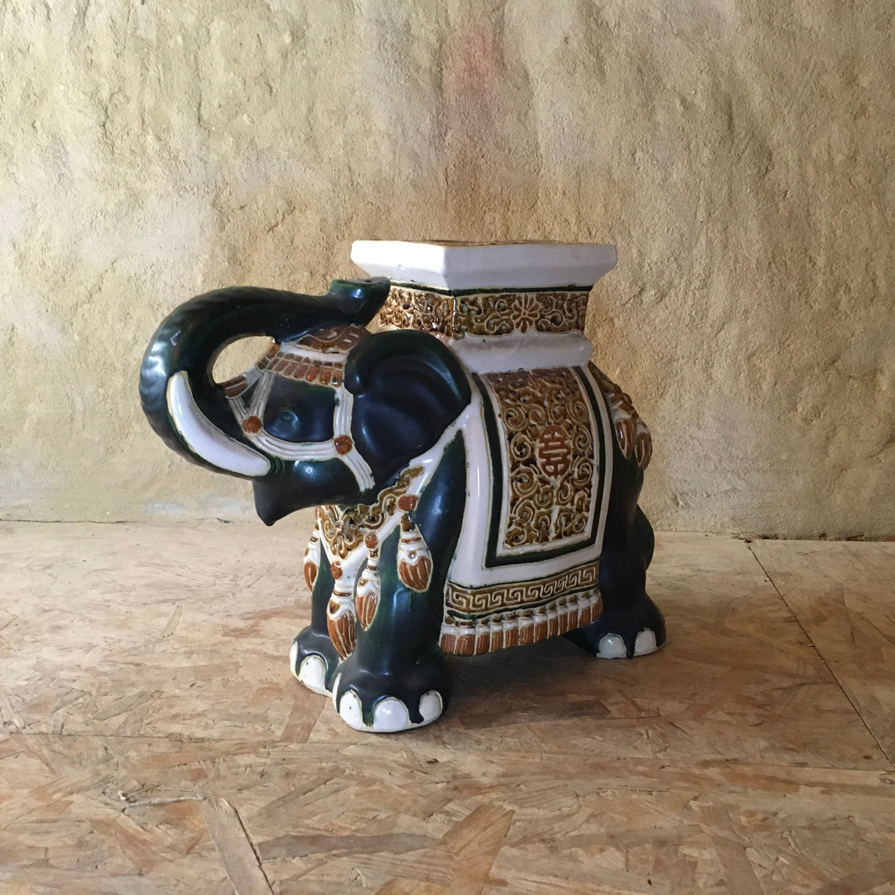 Terracotta elephant plant holder