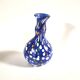 Vintage biot vase in double blown blue glass, coloured dot, design 2000 signed "arnold biot"
