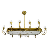 After Pietro Chiesa Italian Brass 12 Lights Candelier Fontana Arte