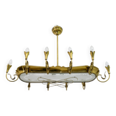 Chandelier en laiton italien à 12 lumières d'après Pietro Chiesa Fontana Arte