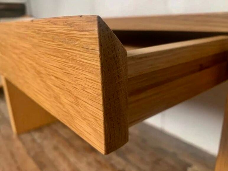 Vintage Modernist design desk with 3 drawers in Light Oak