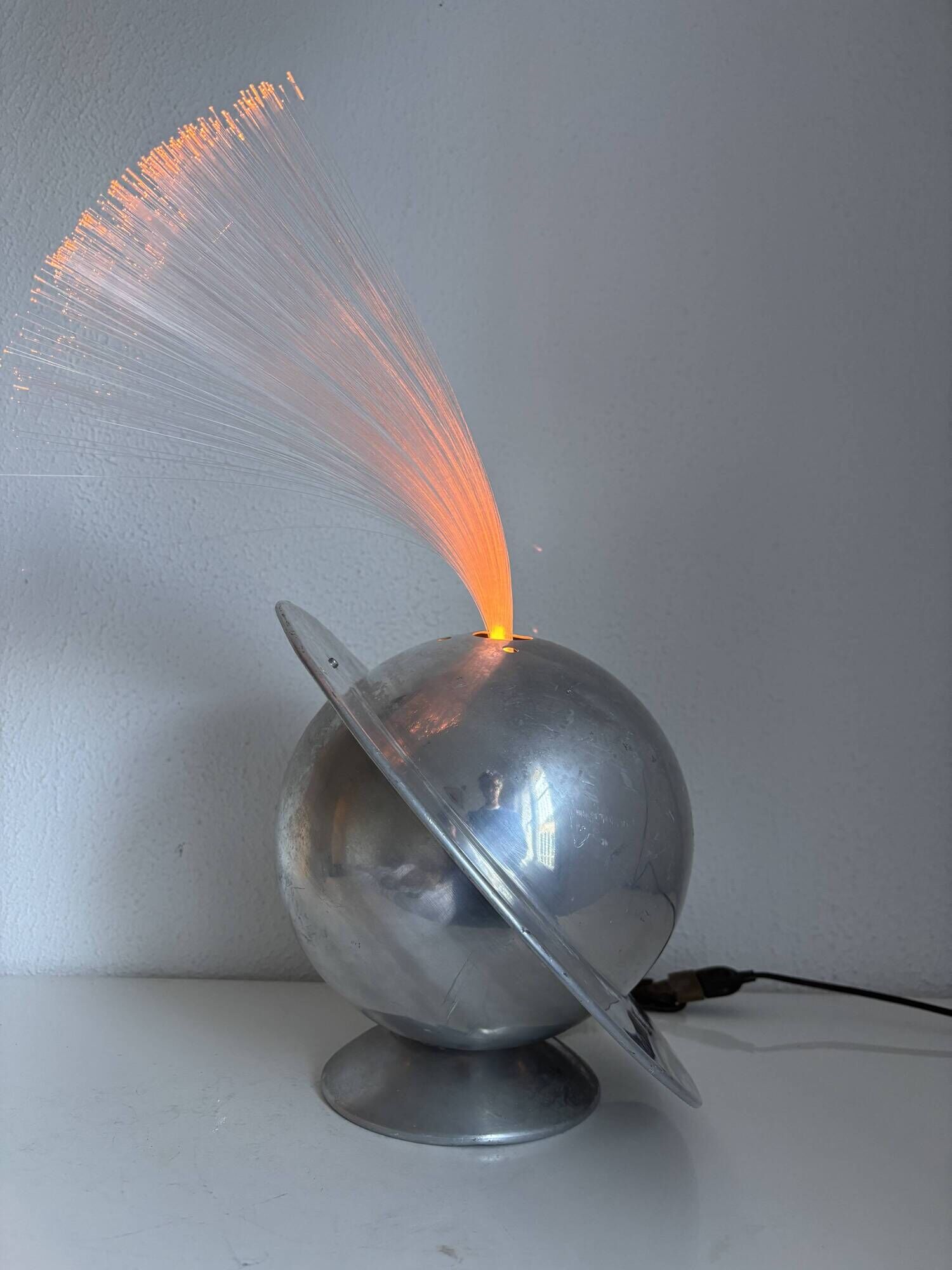 Rare French fibre optic lamp "La Sphérique" — Multicoloured rotating disc