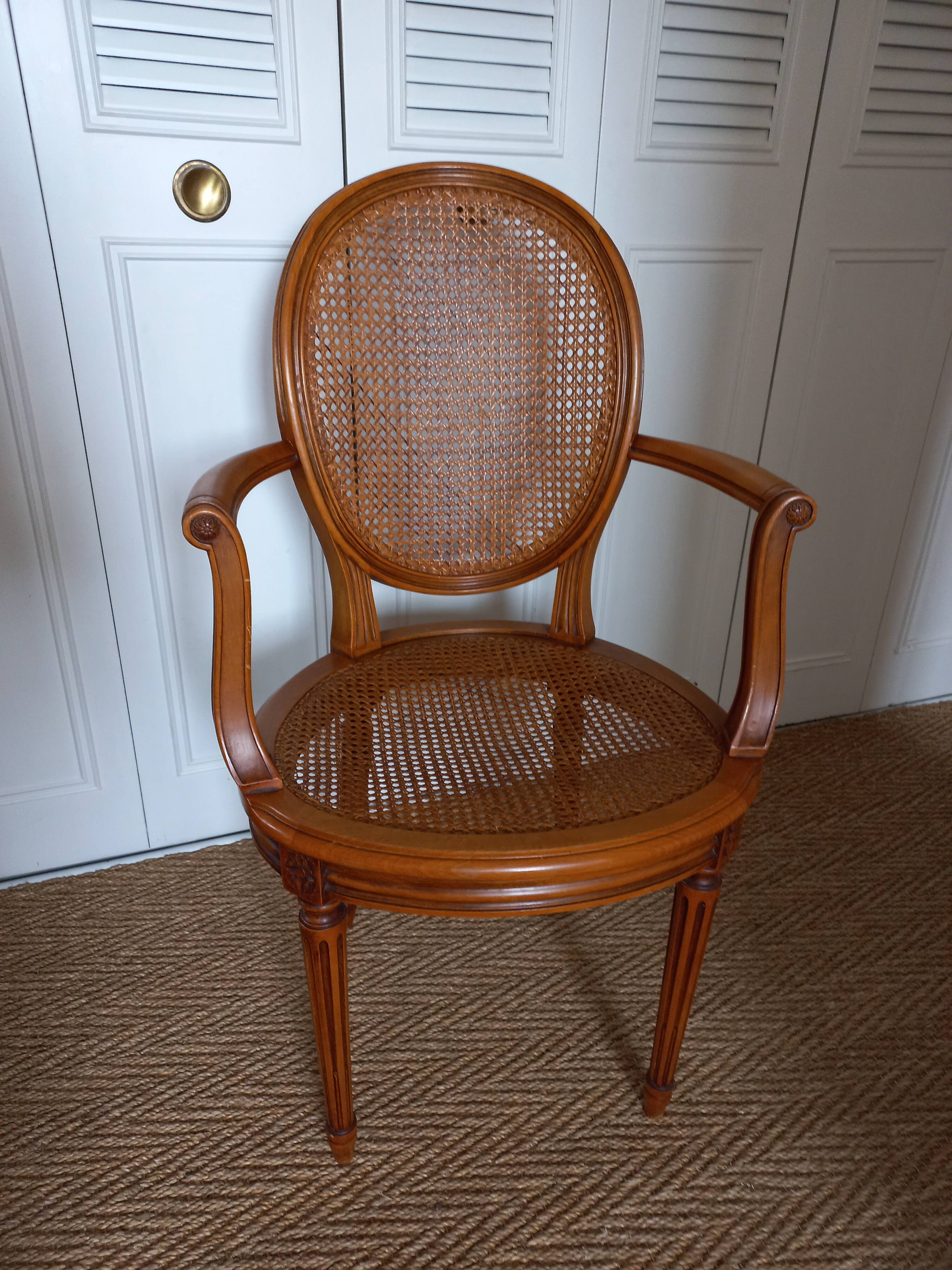 Canned medallion armchair in Louis XVI style