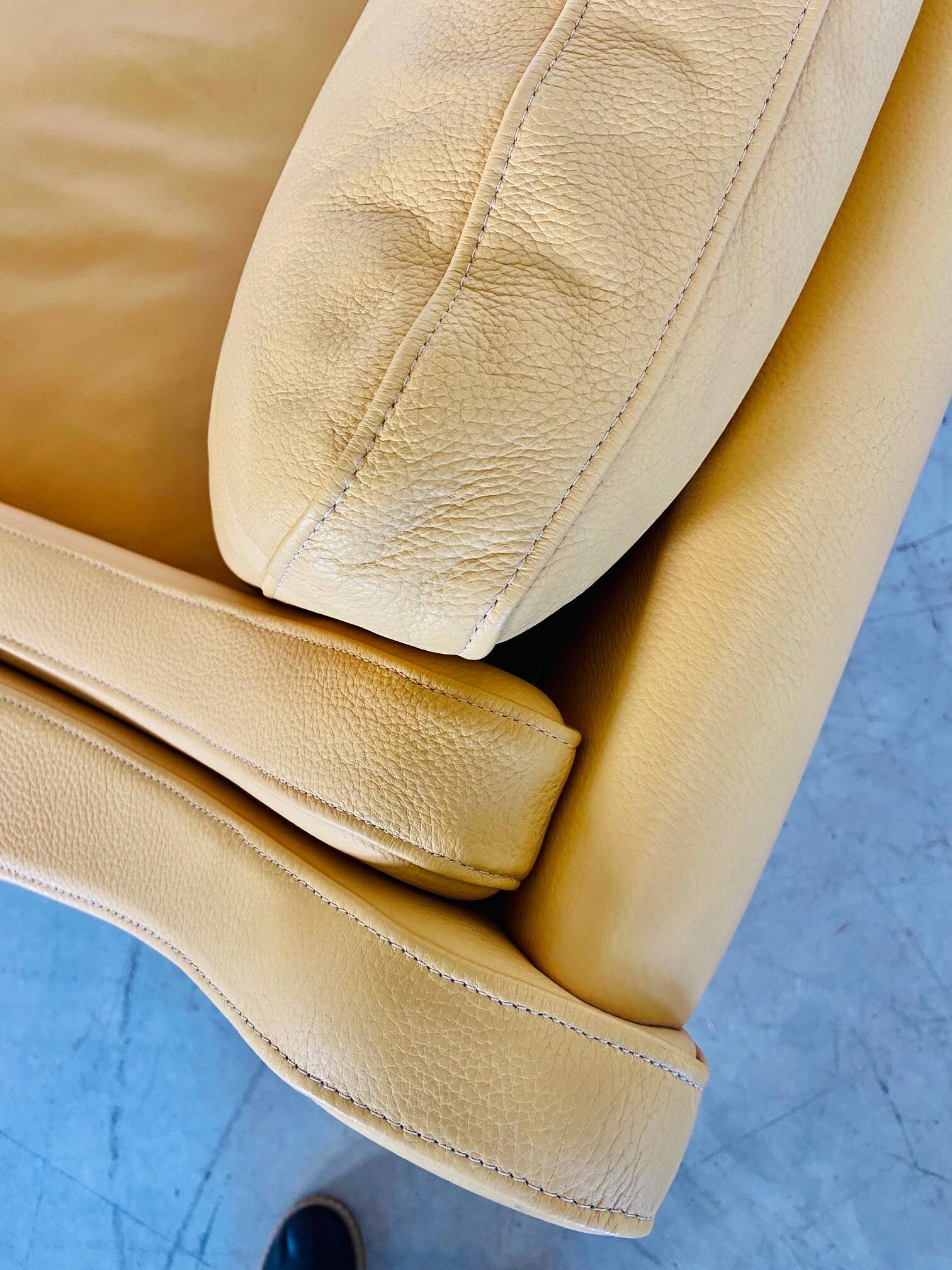 VINTAGE DANISH RETRO SKIPPER 2 PERSON SOFA IN BUTTERMILK LEATHER