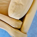 VINTAGE DANISH RETRO SKIPPER 2 PERSON SOFA IN BUTTERMILK LEATHER