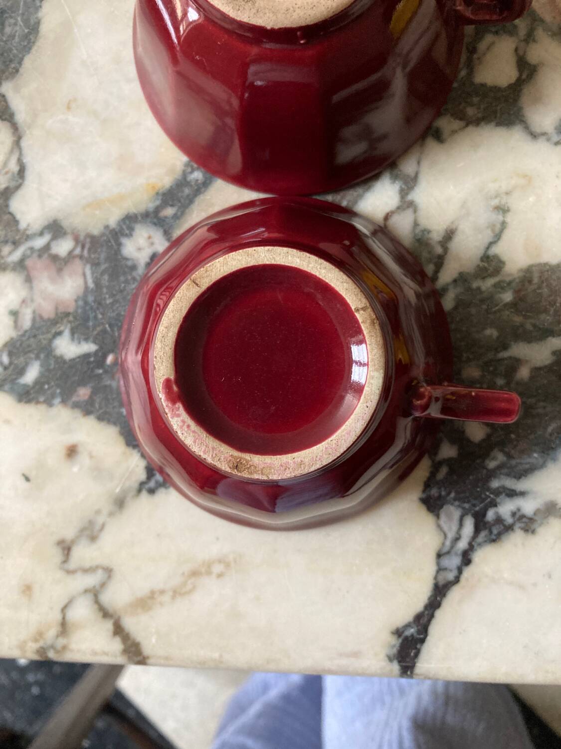 Burgundy cup and saucer