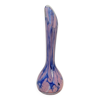 Blue and pink blown glass soliflore vase, La Rochère Murano style
