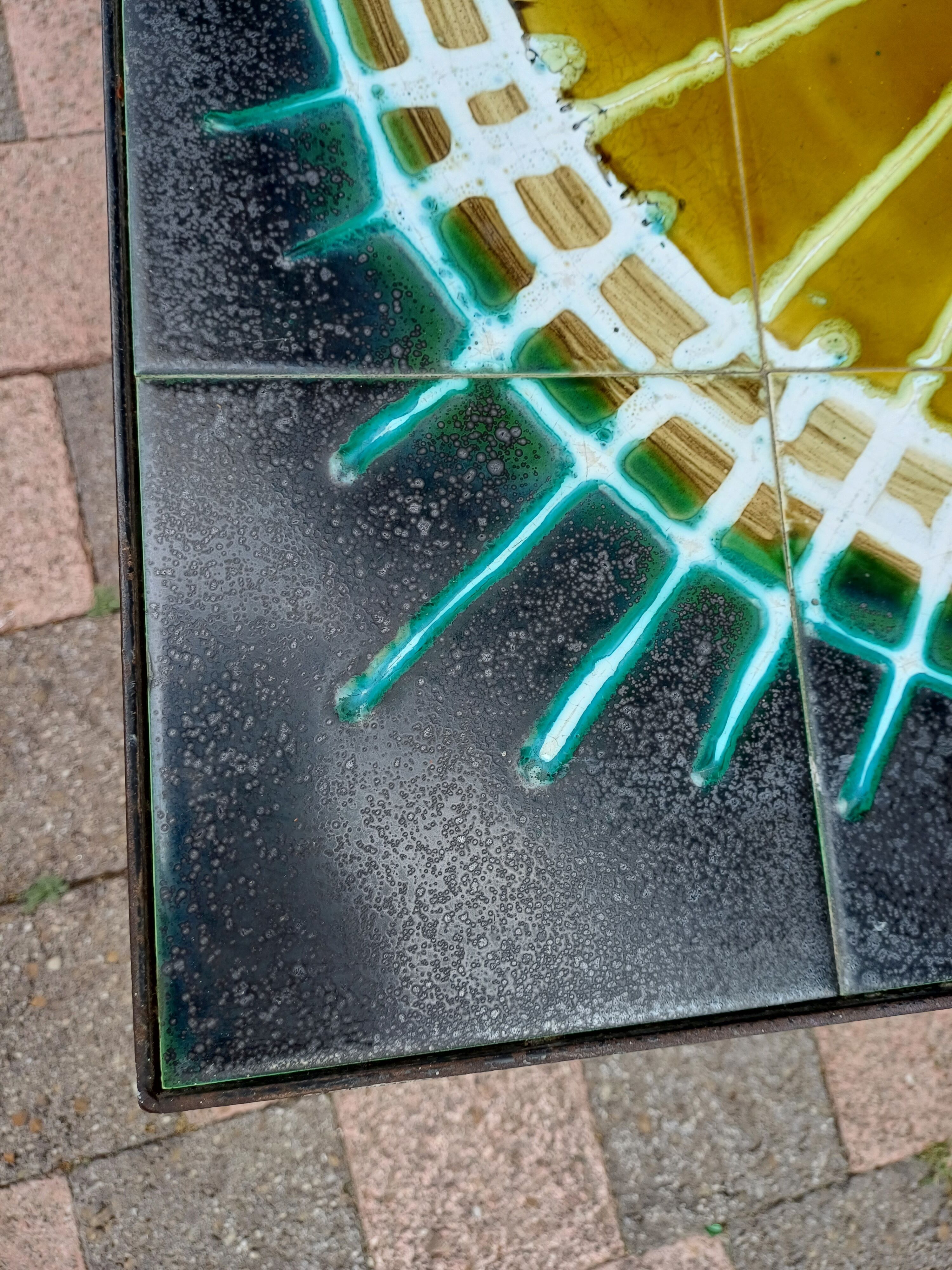 Vallauris style ceramic square coffee table