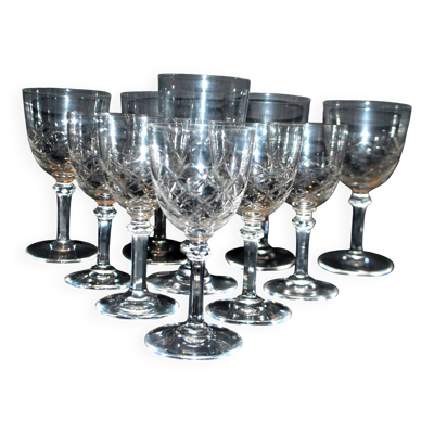 SAINT-LOUIS 10 verres à pied en cristal taillé MASSENET Taille 75