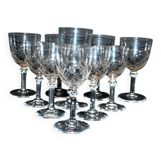 SAINT-LOUIS 10 stemmed glasses in cut crystal MASSENET Size 75