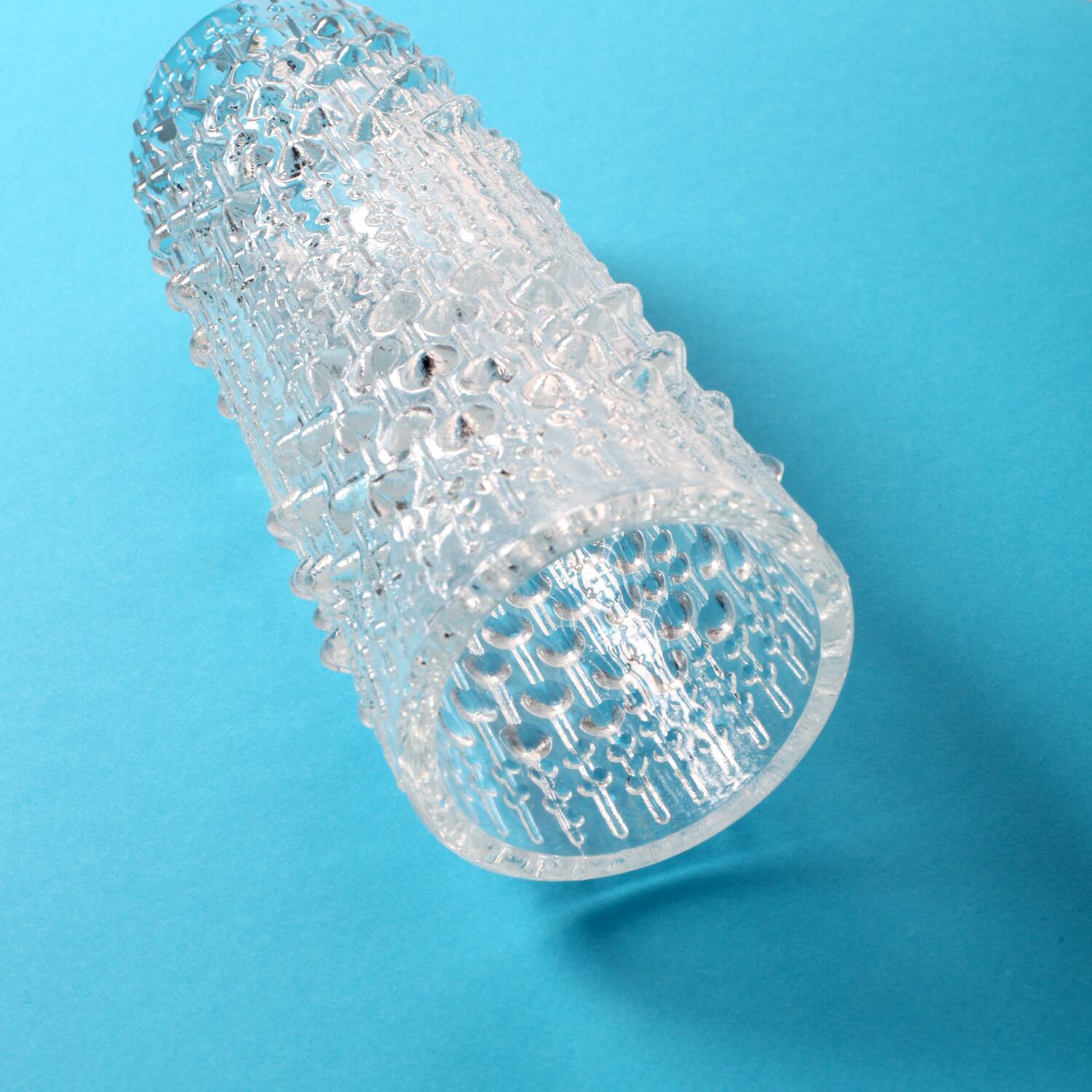 Vintage Clear Pressed Glass Vase: CandleWax Design, Czech Republic, 1972