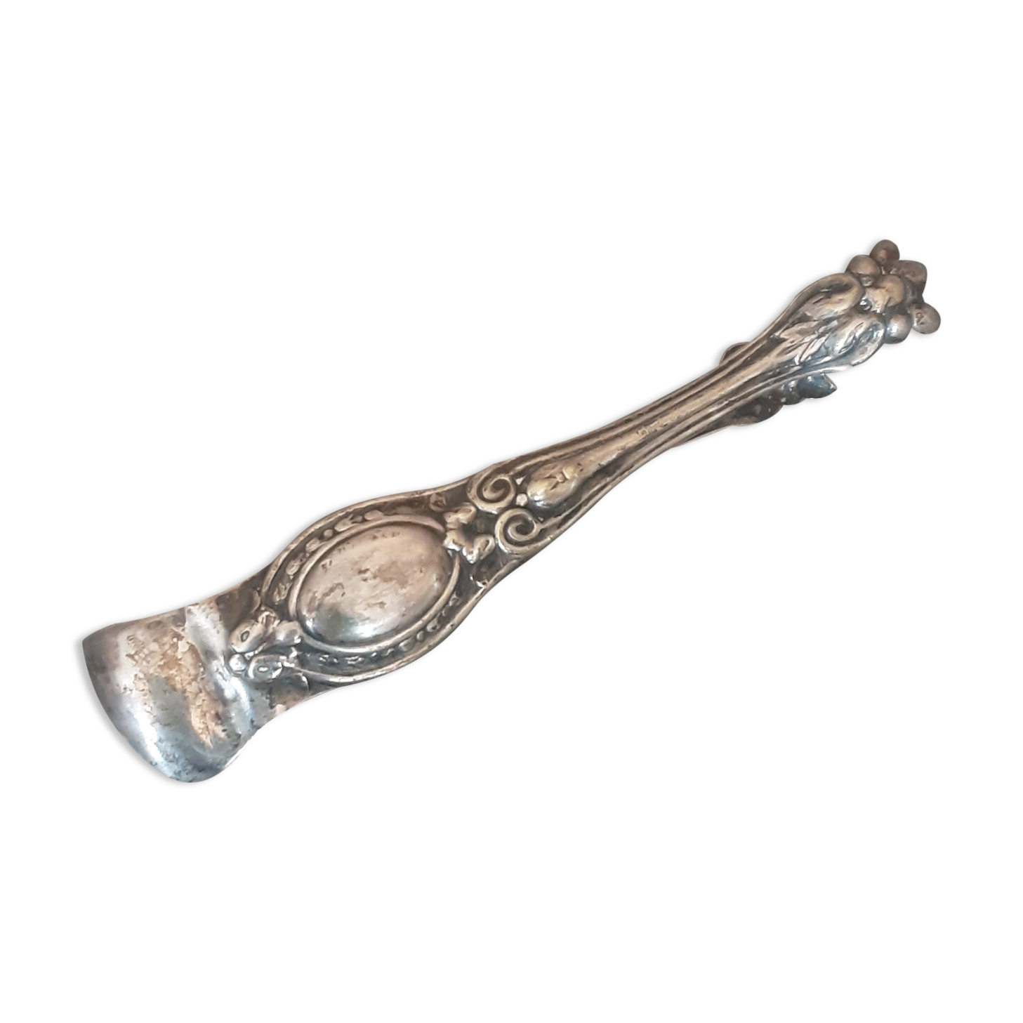 Antique silver metal sugar clamp