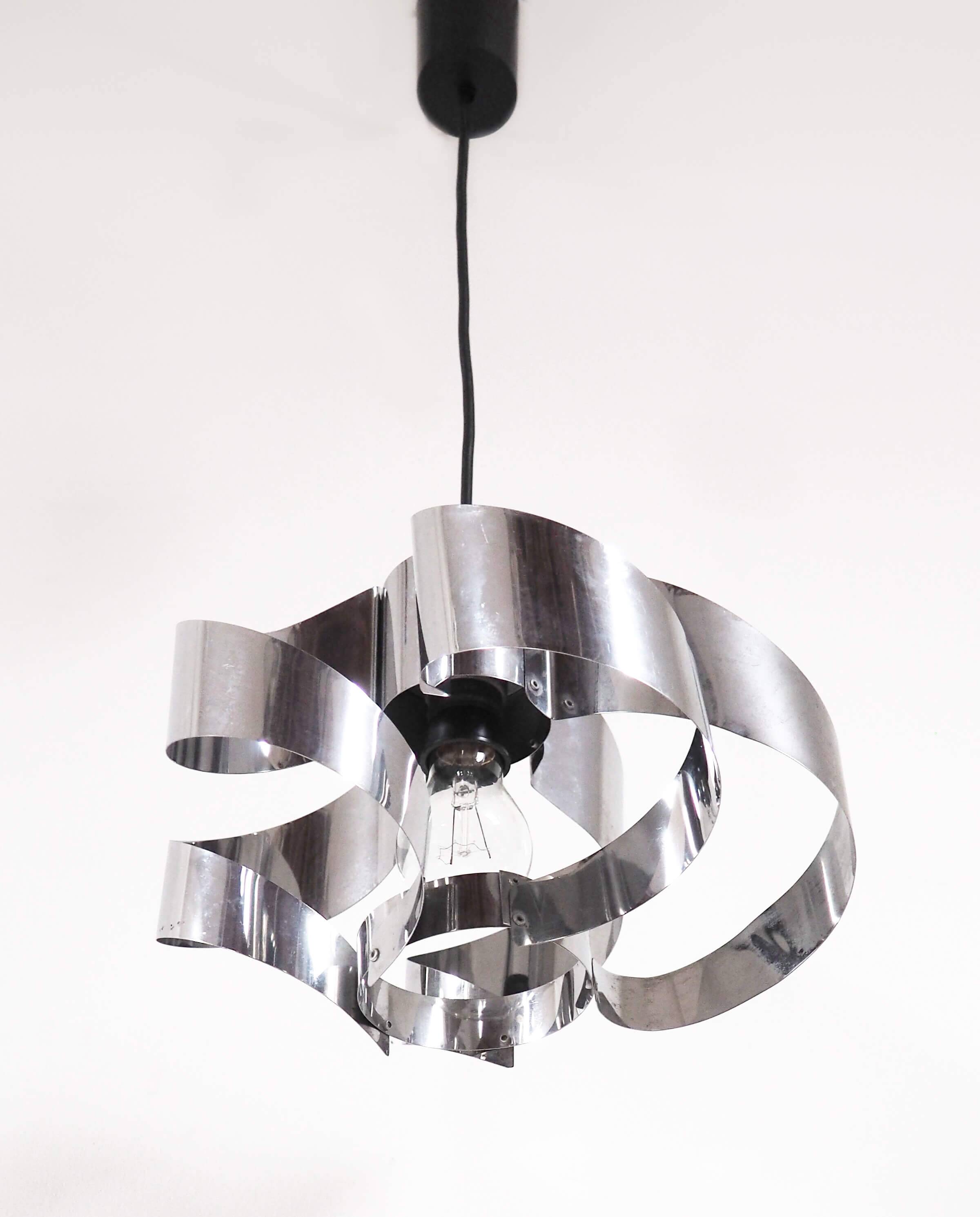 Space age pendant light stainless steel blades