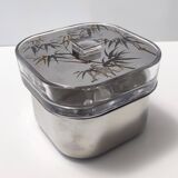 Postmodern Glass and Steel Ice Bucket / Bowl by Roberto Sambonet, Italy