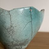 Raku Turchese ceramic artisanal vase